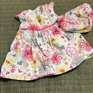 Catimini Floral Kids Dress - Pink, Yellow, Gray